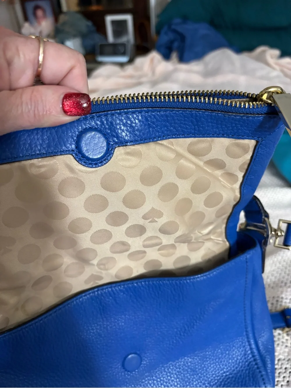 kate spade Royal Blue Pebbled Leather Shoulder Bag